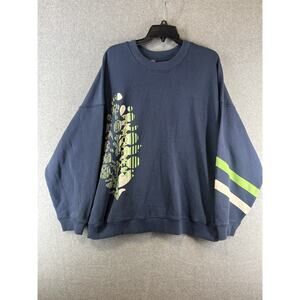 FREE PEOPLE FP MOVEMENT BLUE ALL STAR BUTI LOGO PULLOVER SWEATSHIRT LARGE